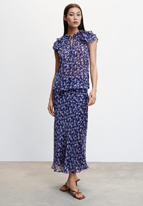 MANGO - Blouse flori - mid blue