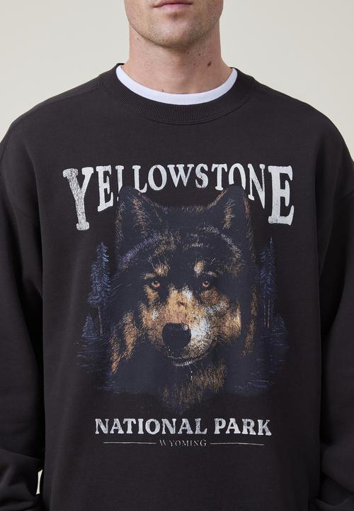 Cotton On - Oversized graphic sweater - washed black/yellowstone