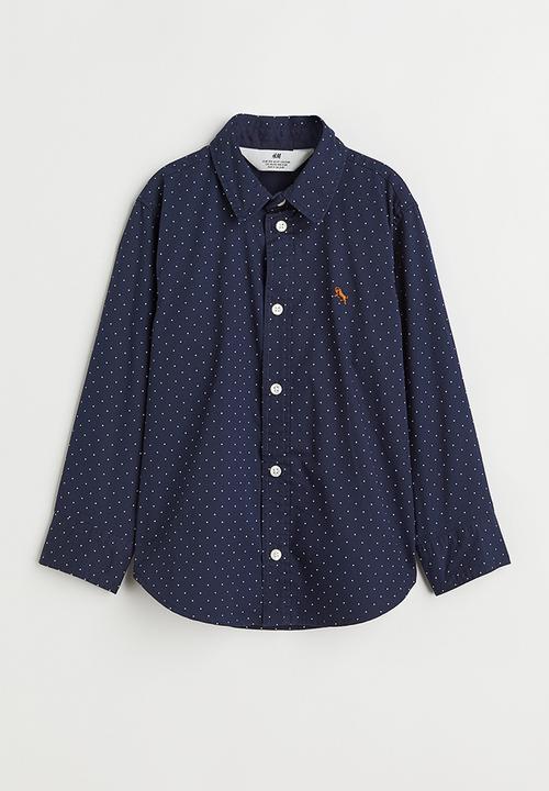 H&M - Cotton shirt - navy blue/spotted 