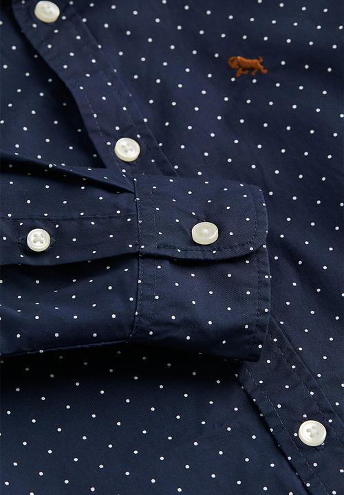 H&M - Cotton shirt - navy blue/spotted 