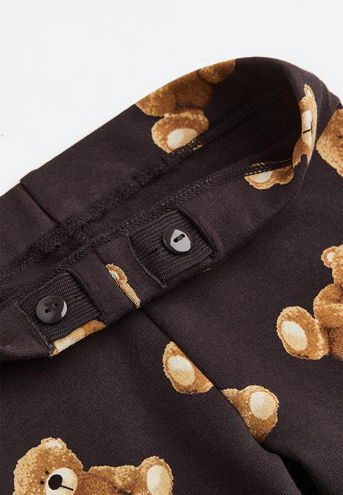 H&M - Brushed-inside leggings - dark grey/teddy bears