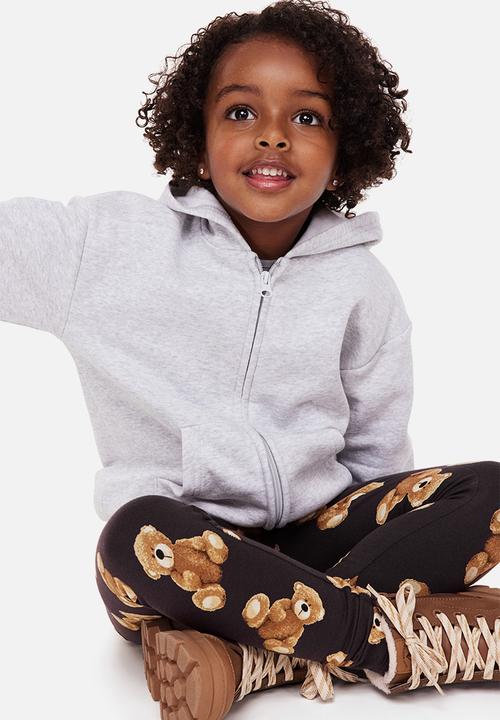 H&M - Brushed-inside leggings - dark grey/teddy bears