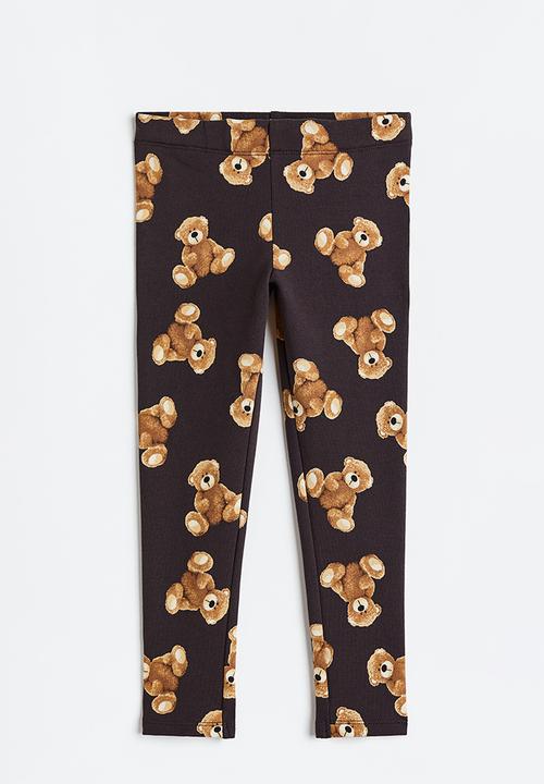 H&M - Brushed-inside leggings - dark grey/teddy bears