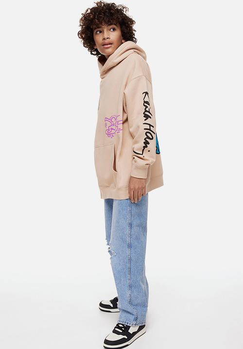H&M - Keith Haring x H&M: Oversized printed hoodie - beige