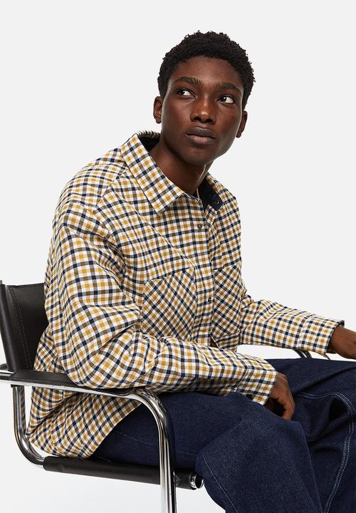 H&M - Padded overshirt - yellow & black checked