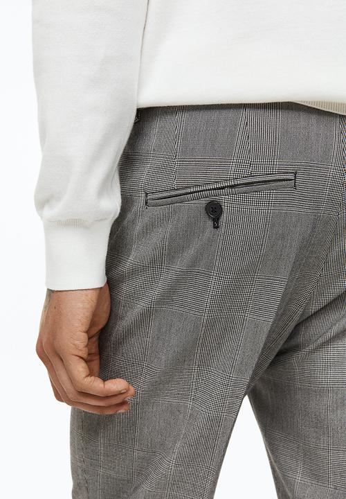 H&M - Slim fit trousers - grey checked 
