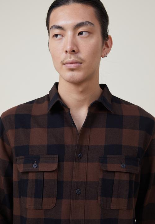 Cotton On - Greenpoint long sleeve shirt - ginger buffalo check