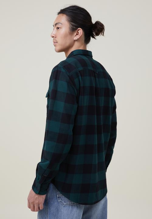 Cotton On - Greenpoint long sleeve shirt - jungle buffalo check