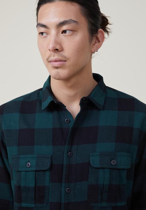 Cotton On - Greenpoint long sleeve shirt - jungle buffalo check