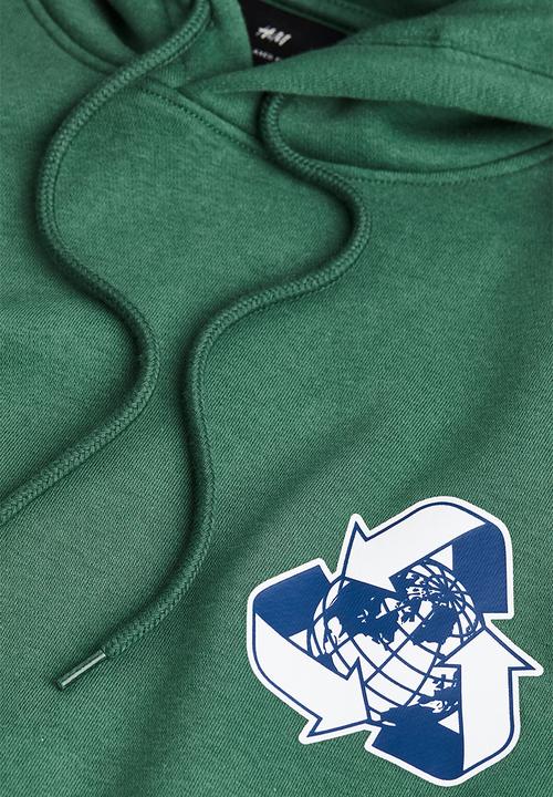 H&M - Relaxed fit printed hoodie - green earth 