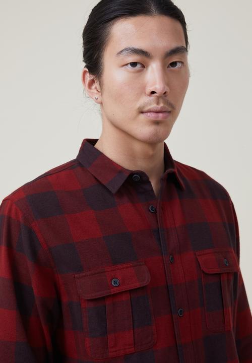 Cotton On - Greenpoint long sleeve shirt - red buffalo check