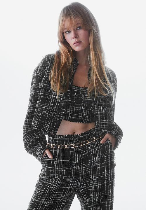 H&M - Bouclé shacket - black/checked