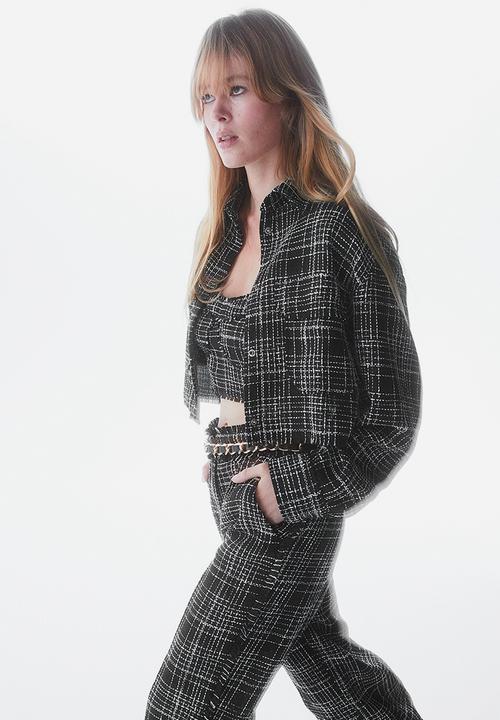H&M - Bouclé shacket - black/checked