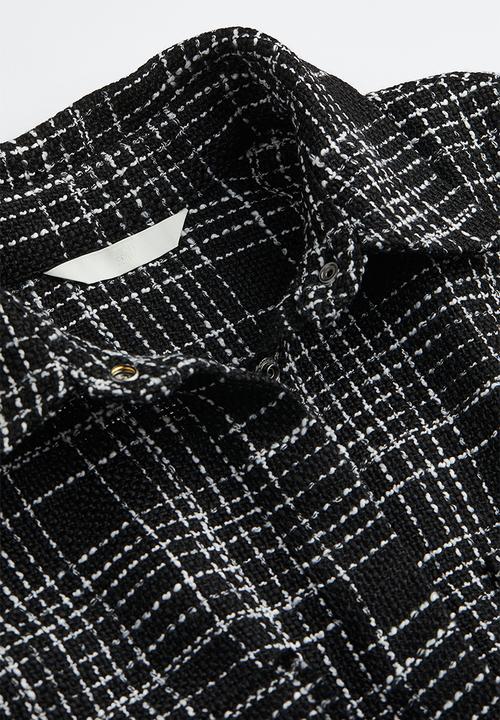 H&M - Bouclé shacket - black/checked