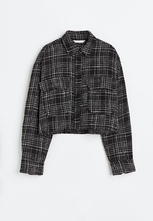 H&M - Bouclé shacket - black/checked
