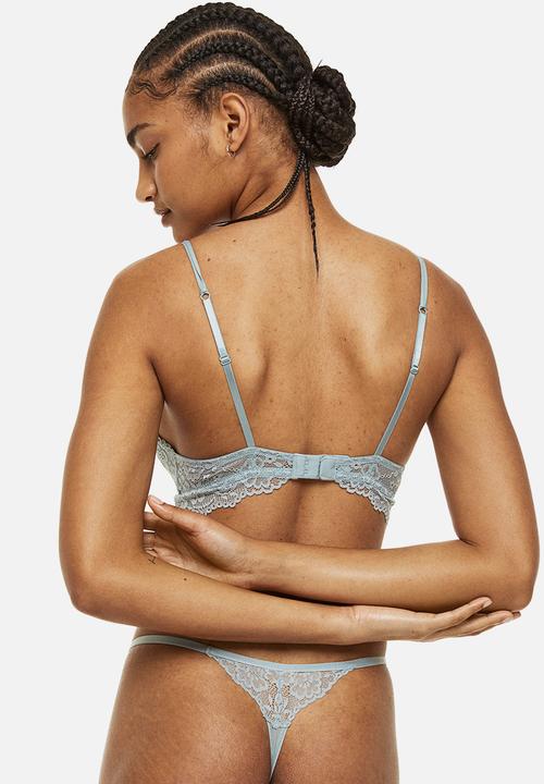 H&M - Padded underwired lace bra - light turquoise