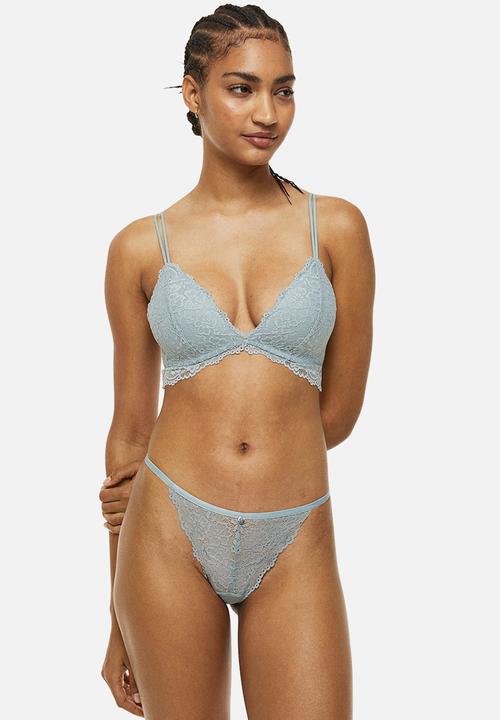 H&M - Padded underwired lace bra - light turquoise