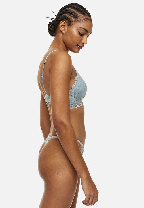 H&M - Padded underwired lace bra - light turquoise