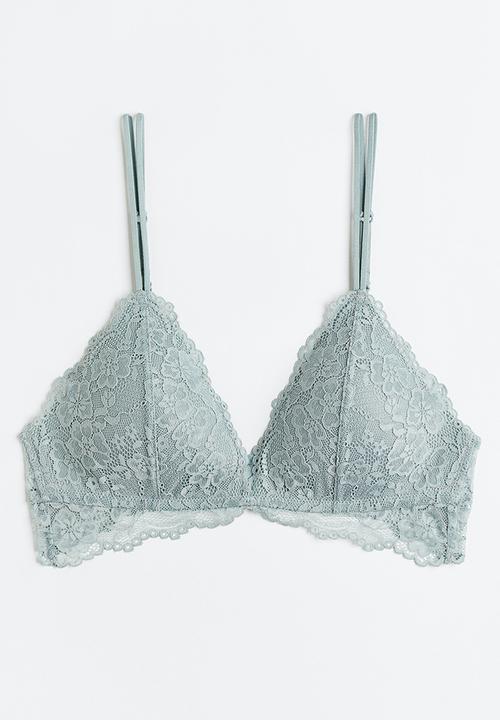 H&M - Padded underwired lace bra - light turquoise