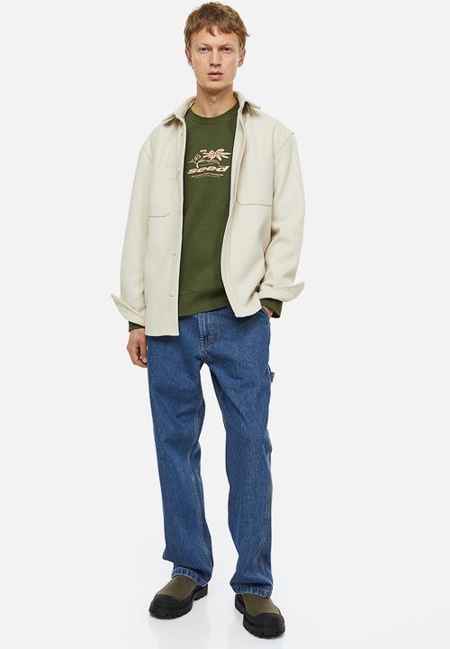 H&M - Relaxed fit printed sweatshirt -  moss green