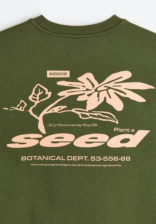 H&M - Relaxed fit printed sweatshirt -  moss green