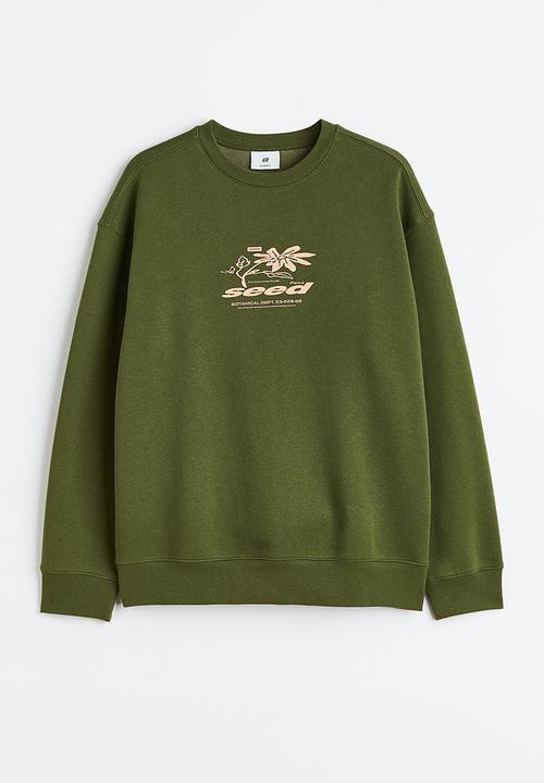 H&M - Relaxed fit printed sweatshirt -  moss green