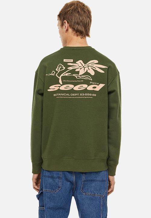 H&M - Relaxed fit printed sweatshirt -  moss green