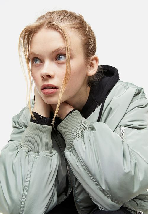 H&M - Padded bomber jacket - light khaki green