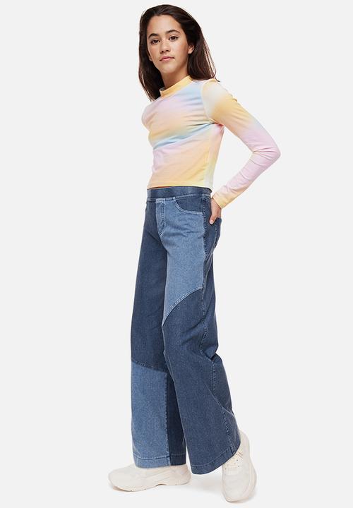 H&M - Wide trousers - denim blue/block-coloured
