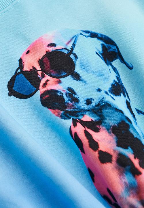 H&M - Boxy sweatshirt - light turquoise/dalmatian