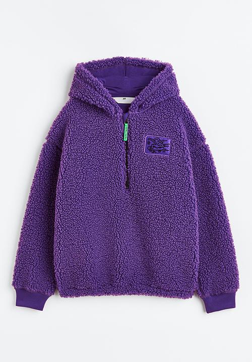 H&M - Keith Haring x H&M: Zip-top teddy hoodie - purple/keith haring