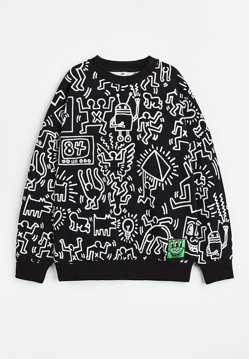H&M - Keith Haring x H&M: Oversized printed sweatshirt - black/keith haring