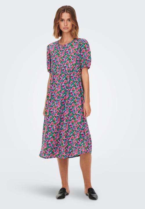 Jacqueline de Yong - Ella 2/4 midi dress wvn - bluejay roses