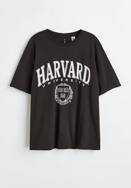 H&M - Oversized printed t-shirt - black/harvard