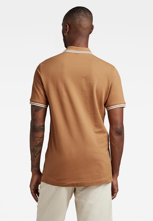 G-STAR - Dunda slim stripe polo s\s premium stretch pk o - chipmunk