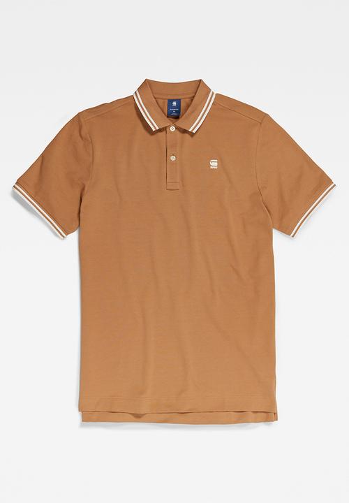 G-STAR - Dunda slim stripe polo s\s premium stretch pk o - chipmunk