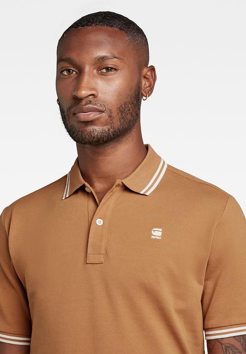 G-STAR - Dunda slim stripe polo s\s premium stretch pk o - chipmunk
