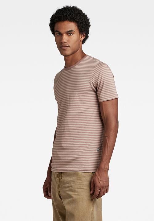 G-STAR - Stripe slim r t compact jersey o yd - dumic/chocolate berry stripe