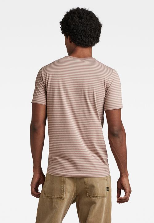 G-STAR - Stripe slim r t compact jersey o yd - dumic/chocolate berry stripe