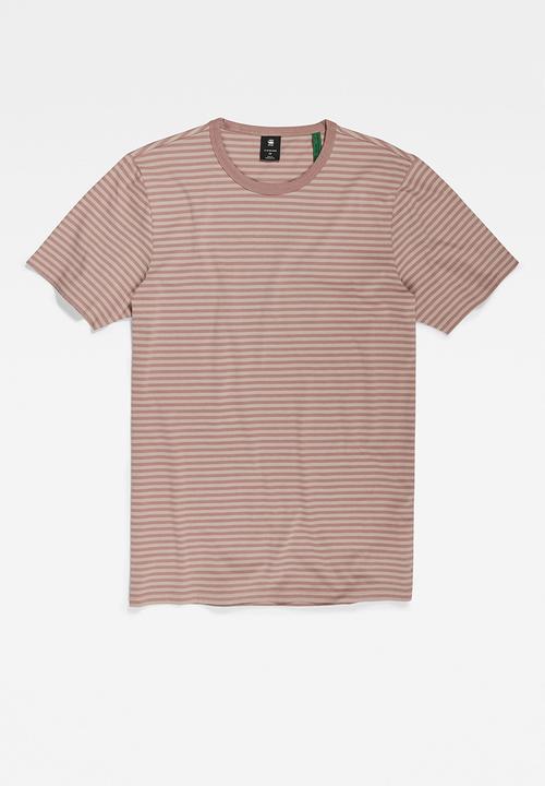 G-STAR - Stripe slim r t compact jersey o yd - dumic/chocolate berry stripe
