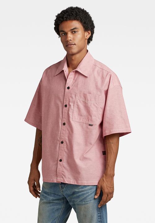 G-STAR - 1 Pocket boxy shirt short sleeve tiki linen - pink ink/milk