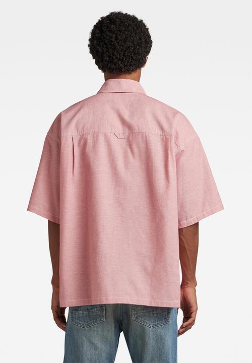 G-STAR - 1 Pocket boxy shirt short sleeve tiki linen - pink ink/milk