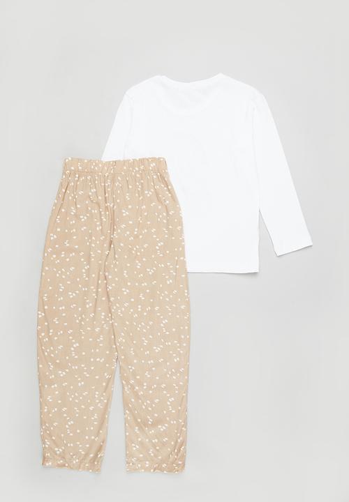 Superbalist - Printed pj set - white & beige 