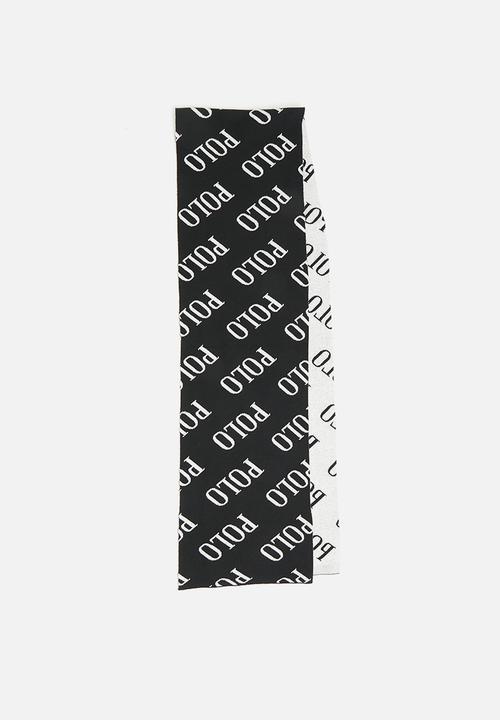 POLO - Polo aop jacquard scarf - black