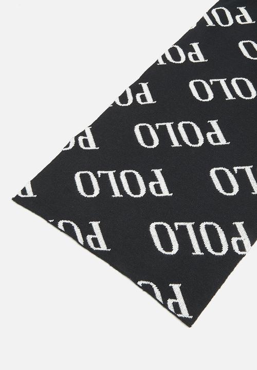 POLO - Polo aop jacquard scarf - black