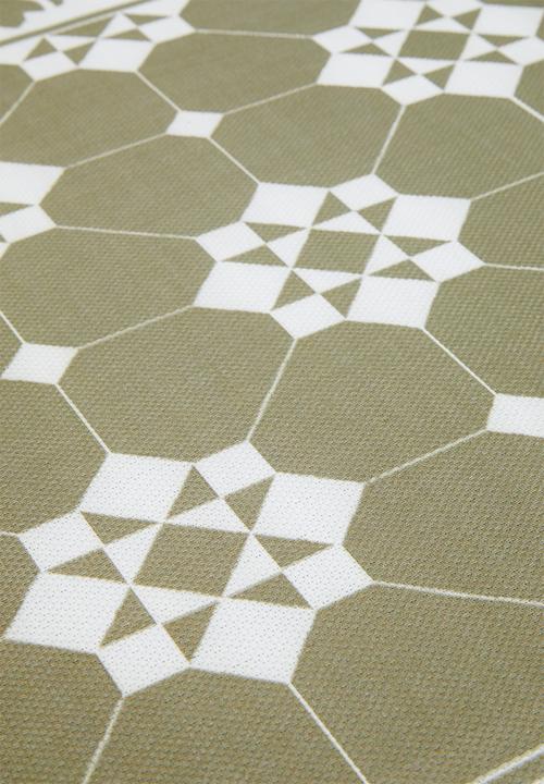 Fotakis - Floral tiled vinyl kitchen/patio runner - green