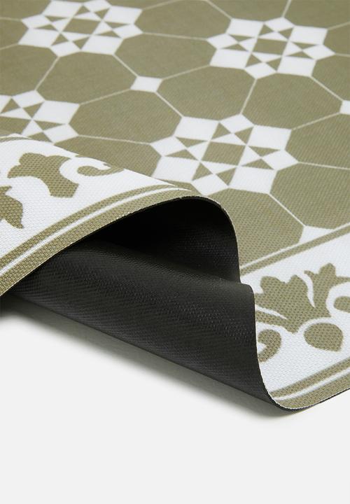 Fotakis - Floral tiled vinyl kitchen/patio runner - green