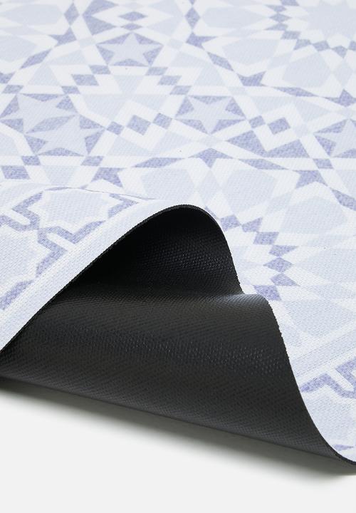 Fotakis - Abstract tiled vinyl kitchen/patio runner - blue