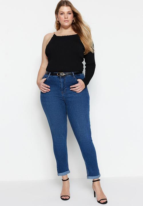 Trendyol - Plus turn up skinny jeans - clear blue