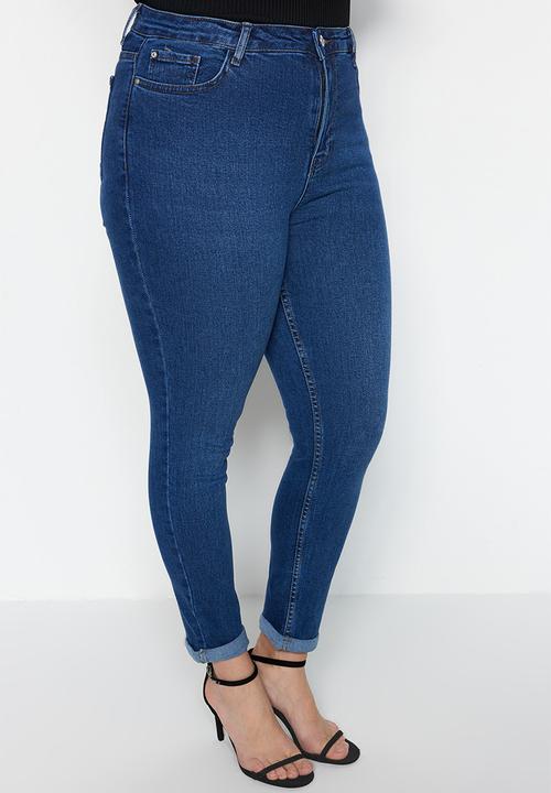 Trendyol - Plus turn up skinny jeans - clear blue